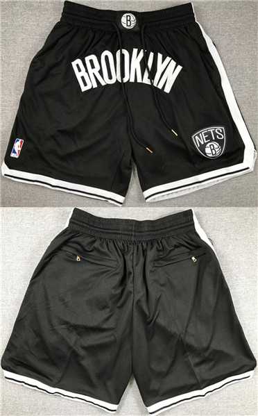 Mens Brooklyn Nets Black Shorts (Run Small)->nba shorts->NBA Jersey
